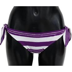Dolce & Gabbana Dame Badetøj Dolce & Gabbana Purple White Stripes Beachwear Bikini Bottom IT2