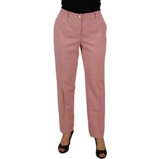 Pink - Silke Bukser & Shorts Dolce & Gabbana Pink Mid Waist Straight Leg Trouser Pants IT40