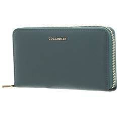 Coccinelle metallic soft wallet grained leather geldbörse kale green tannengrün
