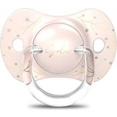 Suavinex Silikone Sutter & Bidelegetøj Suavinex Gold Edition Soother for Children 0-6 Months, Pacifier with Flat and Symmetrical Small Silicone Soother SX Pro, Flat and Symmetrical, Pink