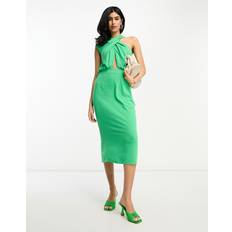 ASOS V-udskæring Tøj ASOS ASOS DESIGN – Grön, ärmlös och midilång fodralklänning med ett axelband-Grön/a