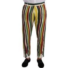 Herre - Hør Bukser Dolce & Gabbana Multicolor Striped Linen Cotton Pants IT48