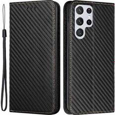 MTP Products Grå Mobiletuier MTP Products Carbon Fiber Wallet Case for Galaxy S23 Ultra 5G
