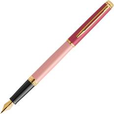 Waterman Hémisphère reservoarpenna Metall & rosa lack med guldkant Guldbelagd medium spets blått bläck presentförpackning