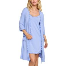 Blå - Viskose Morgenkåber & Badekåber Damella Viscose Plain Wave Robe Lightblue * Kampagne *