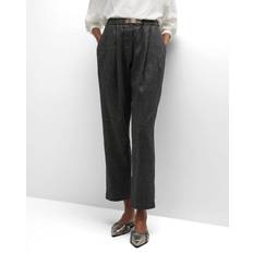 Dame - Hør - Outdoor bukser Brunello Cucinelli Pleated mid-rise straight pants grey