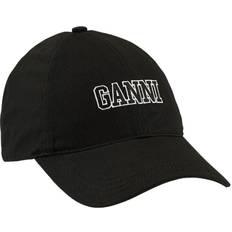 Ganni Bomuld Hovedbeklædning Ganni Embroidered Logo Cap - Black