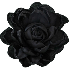 Med lås Brocher Shein 1pc Trendy Handmade Burnt Edge Black Flower Shaped Unisex Brooch For Party & Festival Style, European And Americana