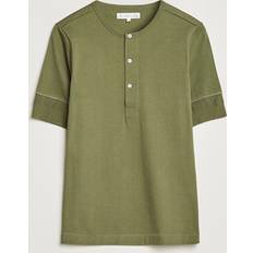 Merz b. Schwanen Short Sleeve Organic Cotton Henley Army