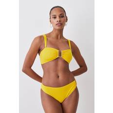 Detachable Strap Gold Trim Bikini Top Yellow