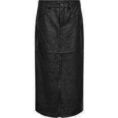 Co'Couture Phoebe Leather Slit Nederdel - Black