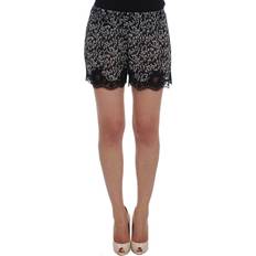 Dolce & Gabbana Dame Bukser & Shorts Dolce & Gabbana Black White Floral Lace Silk Sleepwear Shorts IT3