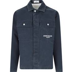 Stone Island Blå Overtøj Stone Island Marina Cotton Canvas Overshirt Blue