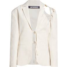 Dame - Hør - XXL Blazere Jacquemus Galliga Shoulder-cutout Linen-blend Suit Jacket Womens Ivory