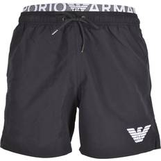 Emporio Armani Herre Badetøj Emporio Armani Double Waistband Eagle Logo Swim Shorts, Black