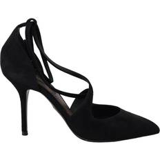 38 ½ - Dame - Læder Højhælede sko Dolce & Gabbana Black Suede Ankle Strap Pumps Heels Shoes EU37/US6.5