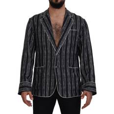 Sort - Stribede Jakker Dolce & Gabbana Blue Striped Silk Pajama Shirt Jacket IT4