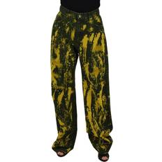 Bomuld - Dame - Gul Jeans Dolce & Gabbana Yellow Tie Dye High Waist Pants Cotton Jeans IT40