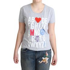 Moschino Dame T-shirts & Toppe Moschino Gray Cotton Alphabet Letter Print T-shirt IT42