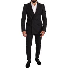 44 - Herre - S Jakkesæt Dolce & Gabbana Black Brocade Piece Set Polyester Suit IT48