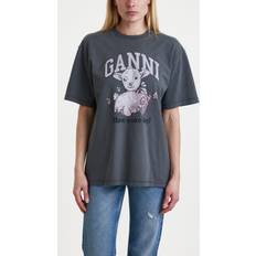 Kort - XL Overdele Ganni Future Heavy Jersey Lamb Short Sleeve T-shirt Volcanic Ash