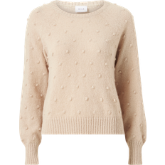 Vila Dame - Striktrøjer Sweatere Vila Trøje L/S O-neck Knit Top Beige