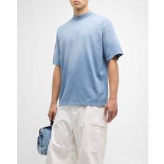 Balenciaga Herre T-shirts & Toppe Balenciaga Embroidered Cotton Jersey T-shirt Washed Blue