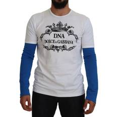 Dolce & Gabbana Herre - Sweatshirts Sweatere Dolce & Gabbana Blue White DNA Crewneck Pullover Sweater IT50