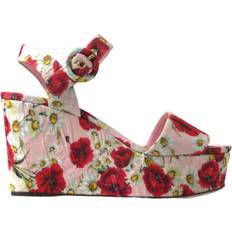 7 - Dame - Multifarvet Højhælede sko Dolce & Gabbana Multicolor floral print Wedges Floral Ankle Strap Sandals EU36.5/US6