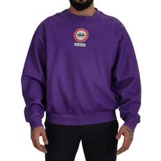 Dolce & Gabbana Herre - Sweatshirts Sweatere Dolce & Gabbana Purple Wash Logo Cotton Crewneck Sweatshirt Sweater IT48