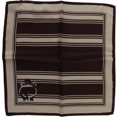 Dolce & Gabbana Halstørklæde & Sjal Dolce & Gabbana Brown Stripes DG Logo Print Square Handkerchief Scarf