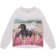 Grå T-shirts Molo Reniza Langærmet T-shirt, Meadow Horses