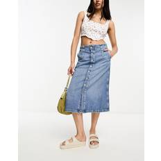 Polo Ralph Lauren Dame Nederdele Polo Ralph Lauren A-line denim midi skirt blue