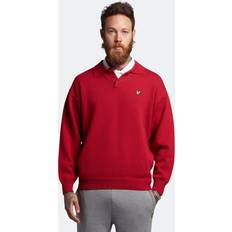 Guld Polotrøjer Lyle & Scott Mens Blouson Long Sleeve Knitted Polo Shirt Red