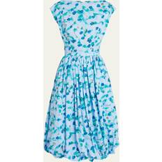 48 - Blomstrede - Blå Kjoler Marni Floral Print Midi Dress with Balloon Skirt LIGHTBLUE IT 12 US