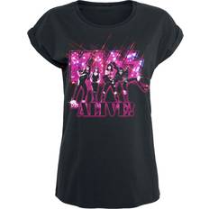 Kiss 32 - Dame Tøj Kiss T-shirt Alive Pink Glitter till Damer sort
