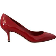 Dolce & Gabbana Dame Højhælede sko Dolce & Gabbana Red Patent Leather Kitten Heels Pumps Shoes EU35/US4.5