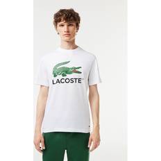 Lacoste Jersey Tøj Lacoste Cotton Jersey Signature Print T-shirt White