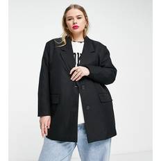 Noisy May Dame Blazere Noisy May Blazer Oversized mit Taschen Eleganter Basic Cardigan Plus Business Jacke Curvy NMMILLA, Farben:Schwarz,Größe Damen:48