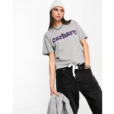 Carhartt Dame - XS T-shirts & Toppe Carhartt WIP – Grå t-shirt med text bubblig stil-Grå/a