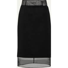 Prada Dame - Nylon Tøj Prada Wool And Crinoline Midi-skirt Black