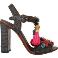 Dolce & Gabbana Dame Højhælede sko Dolce & Gabbana Gray Straw MARINA Sea Star Sandals EU35/US4.5