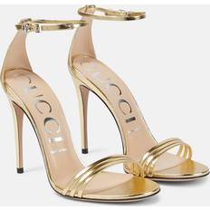 Gucci Dame Hjemmesko & Sandaler Gucci Platinum-Coloured Leather Heeled Sandal