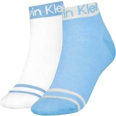 Calvin Klein S Strømper Calvin Klein 2-pak Logo Welt Quarter Socks Blue/White One