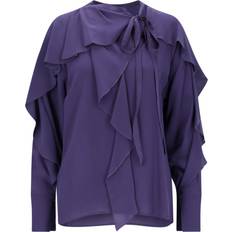 Lilla - Silke Overdele Victoria Beckham 'Ruffle Detail' Shirt Purple