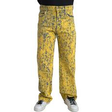 50 - Gul - XL Bukser & Shorts Dolce & Gabbana Yellow Cotton Tie Dye Straight Denim Jeans IT50