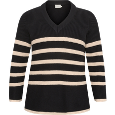 56 - Dame Sweatere KAFFE Curve Trøje kcIri Knit Pullover Sort