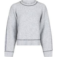 Elastan/Lycra/Spandex Sweatere Neo Noir Detri Knit Blouse - Gray Melange