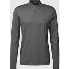 50 - Grå Polotrøjer BOSS Mens Dark Grey Embroidered-logo Interlock-cotton Polo Shirt