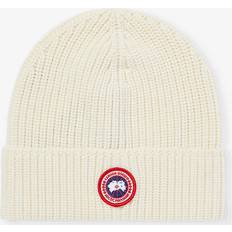 Canada Goose Grå Hovedbeklædning Canada Goose Mens Cottongrass Arctic Disc Brand-patch Wool-knit Beanie hat